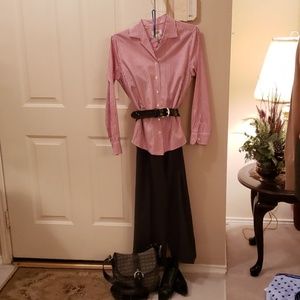 Talbots Dark Red and White Button Down Top